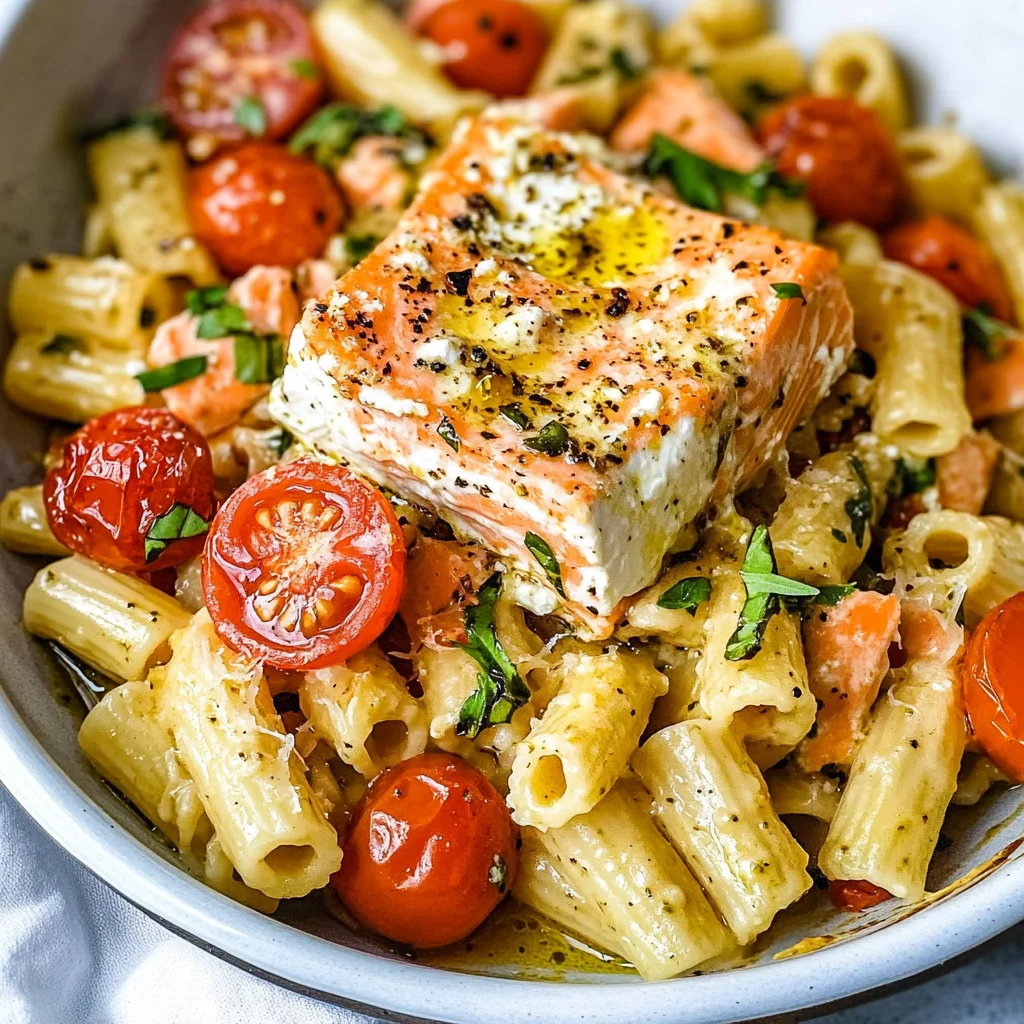 Baked Feta Pasta with Salmon
