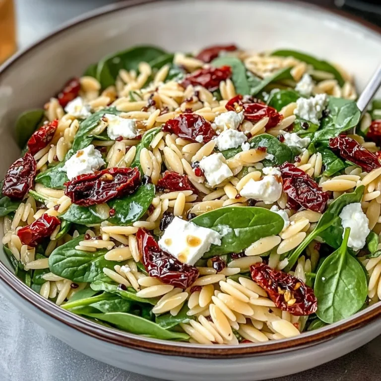 Balsamic Orzo Salad with Spinach, Feta & Sundried Tomatoes - FlirtyFood