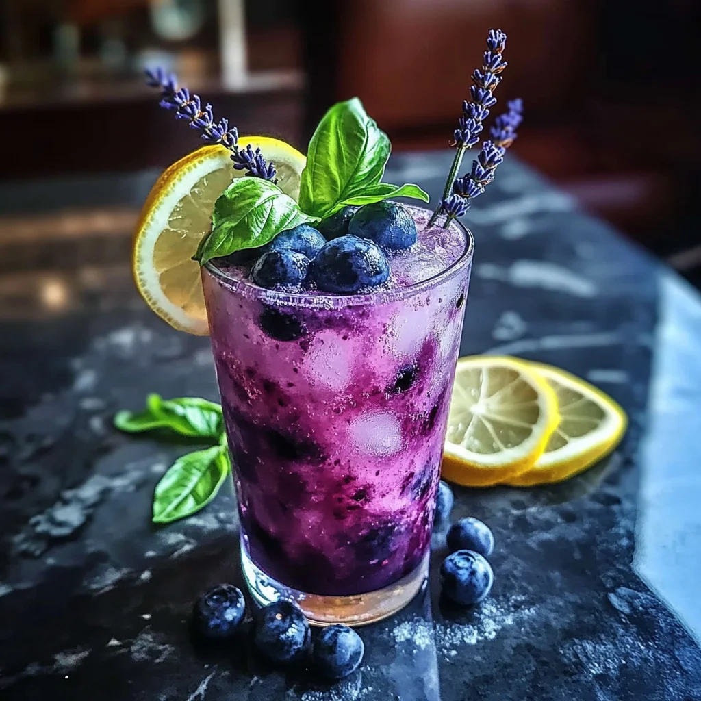 Blueberry Basil Lemon Lavender Mocktail