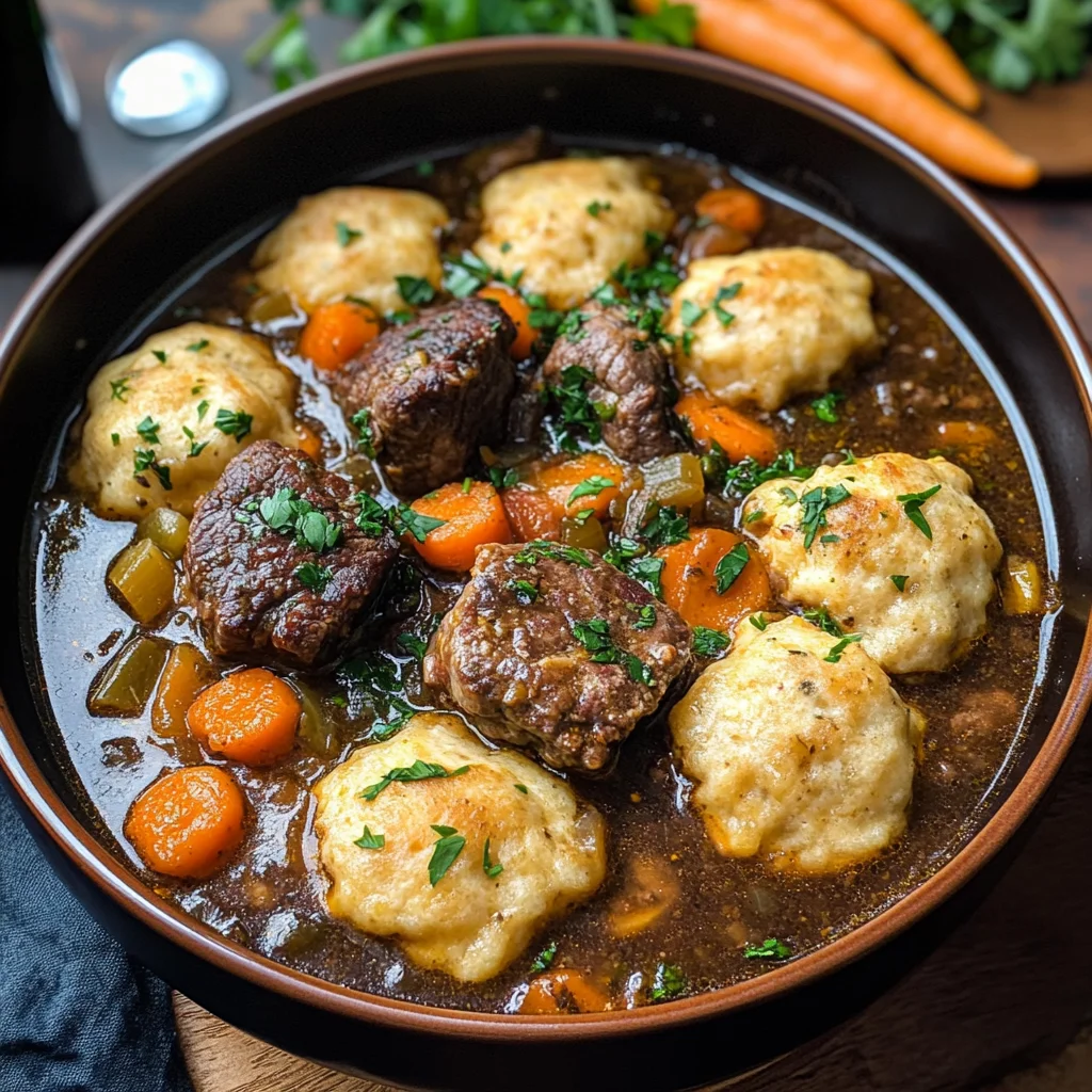 Guinness Beef Stew with Cheddar Herb Dumplings