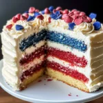 Red White and Blue Cake with Semi-Naked Icing